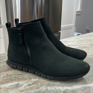 Cole Haan ZeroGrand‎ Size 9C Black Zip Ankle Boot Nubuck W18047 Waterproof